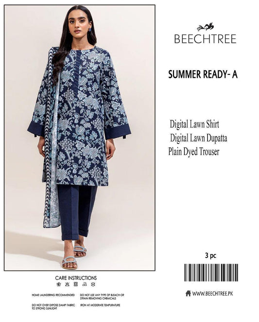 3 Pcs Women's Unstitched Printed Suit