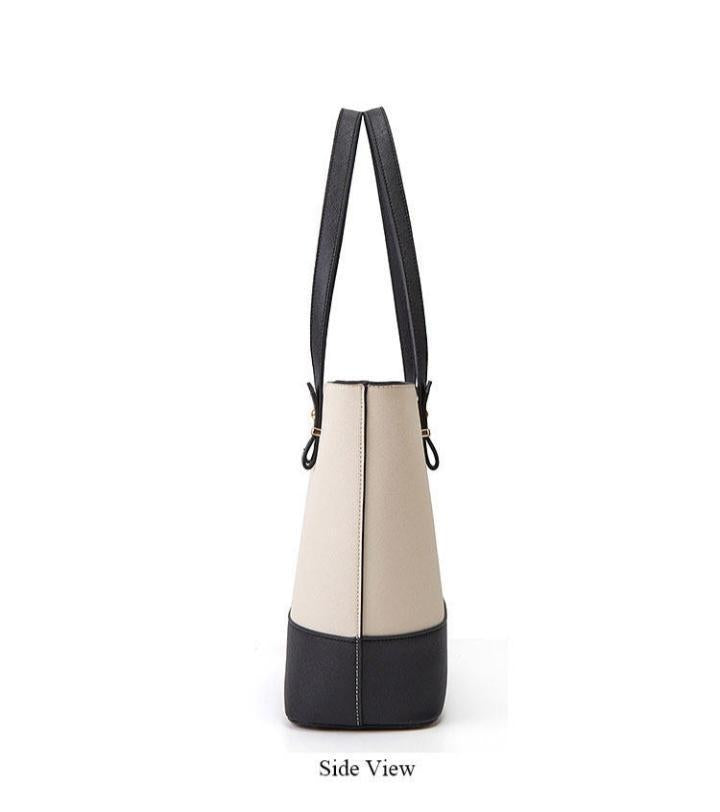 Classic Two-Tone Office Tote β Black & Beige